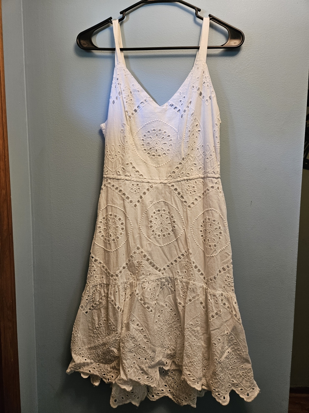 White Eyelet V-Neck Summer Dress